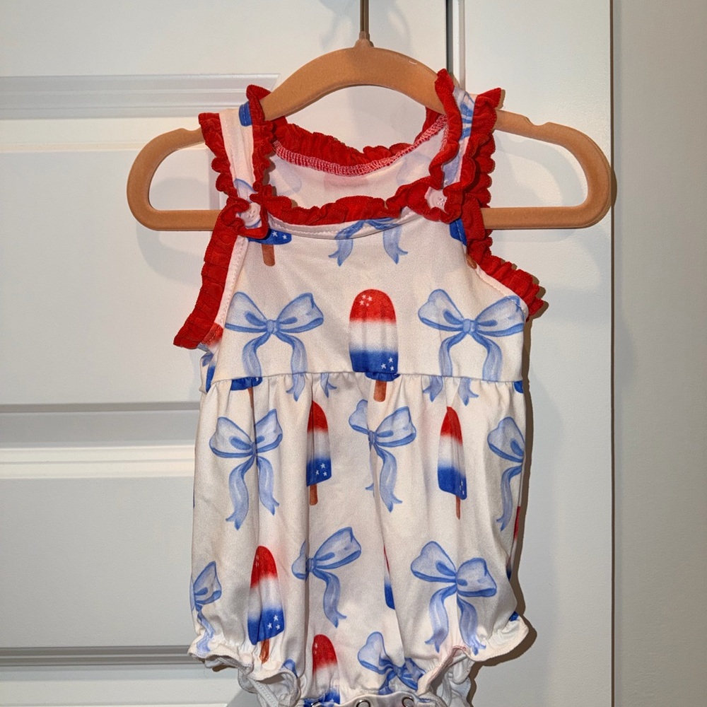 Red and Blue Popsicle Baby Romper. Size 0-3m